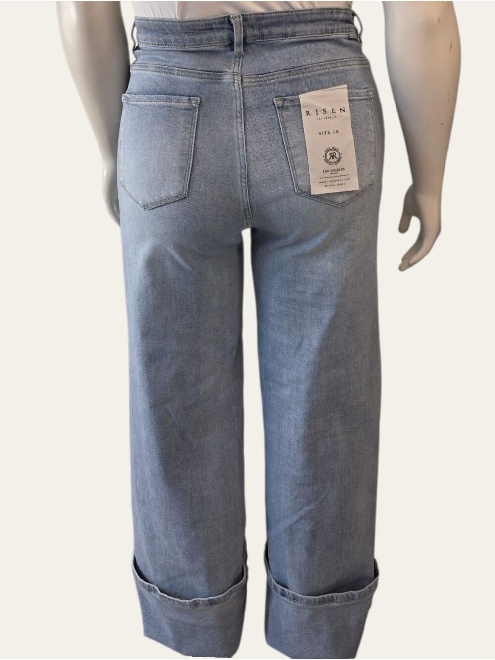 Risen The Genie 1X Tummy Control Wide Leg Cuffed Jeans NWT - Picture 3 of 10